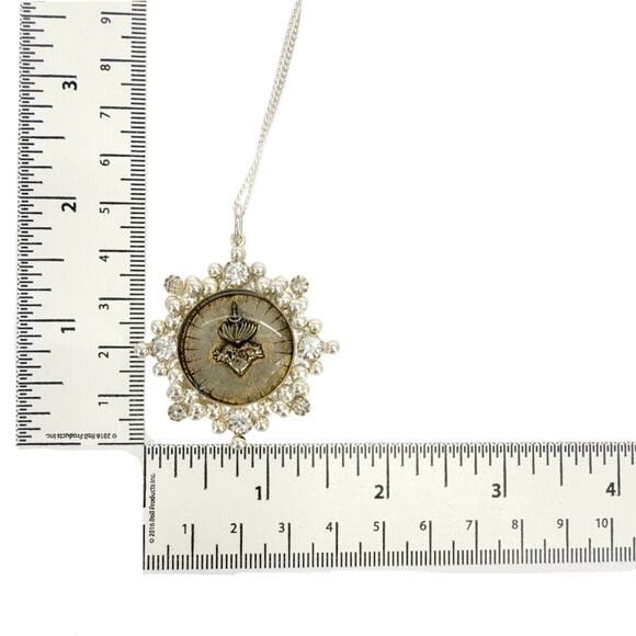 VIRGINS SAINTS & ANGELS VSA Cloister Sacred Heart Charm Necklace in Silver - Picture 9 of 9